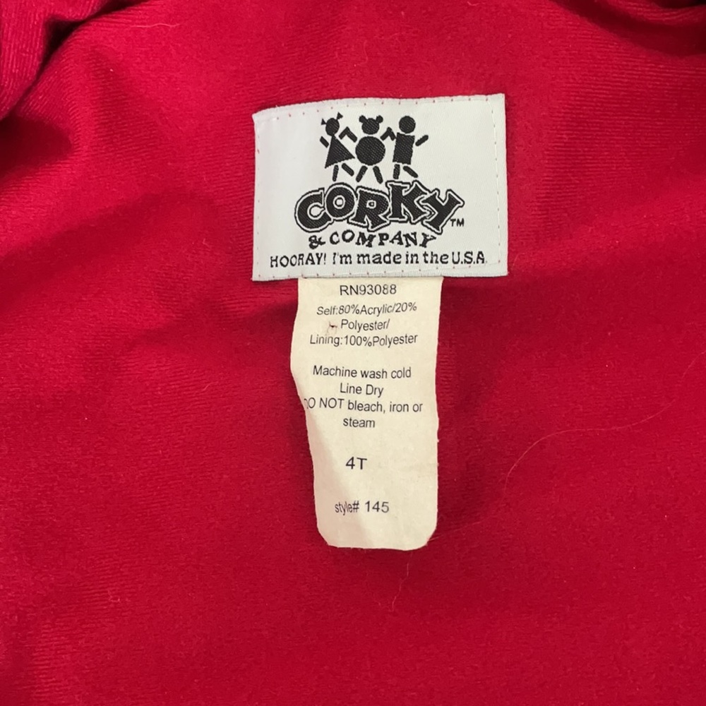 Corky and company red fur coat with teddy bear pin - Picture 5 of 5